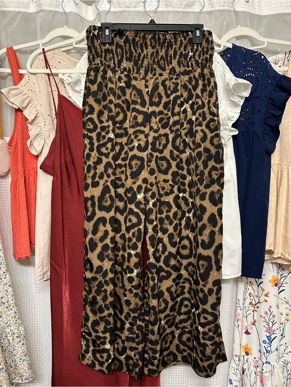 SHEIN Brown Leopard Print Wide-Leg Pants